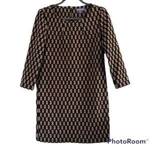 Vivienne Tam Women’s Brown and Black Link Pattern Midi Career Dress Size 4